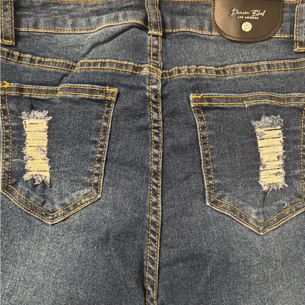 Draw Bird Distressed Blue Jeans
